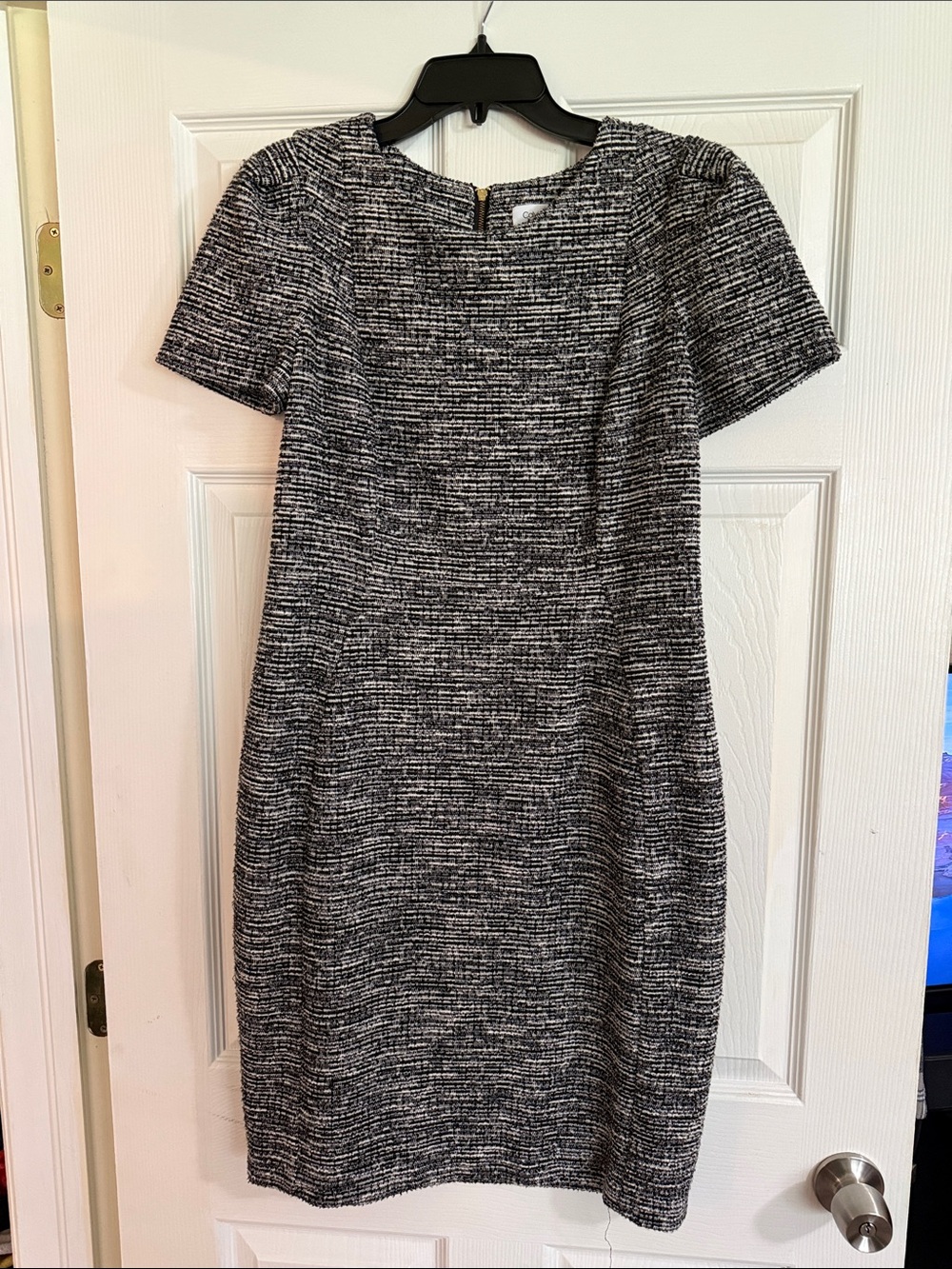 Calvin Klein Black & White Tweed Sheath Dress